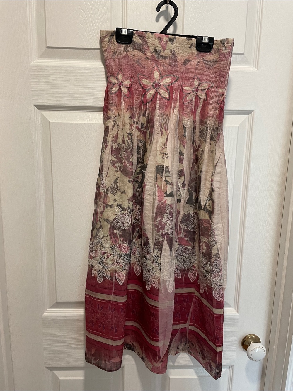 Lapis Strapless Boho Sundress in Pink and Cream